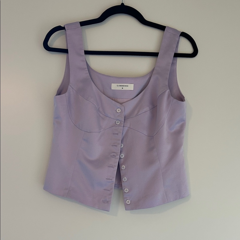 Commense Lavender Button-Down Sleeveless Blouse